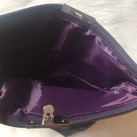 Purple Faux Leather Purple Flap Clutch - Picture 4 of 7